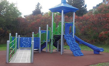 a blue play structure